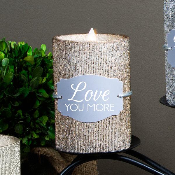 Pavilion Gift Company Love You 4.75" Bronze Glitter Realistic Flame Candle