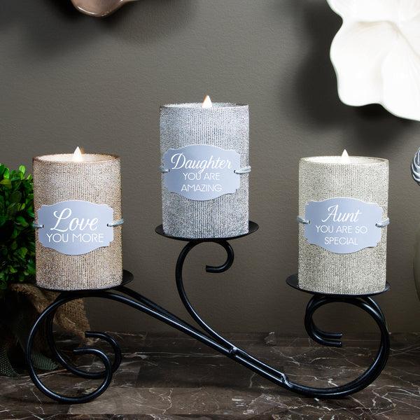 Pavilion Gift Company Love You 4.75" Bronze Glitter Realistic Flame Candle