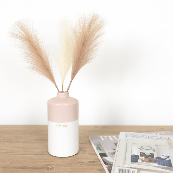 Pavilion Gift Company Love You 6" Vase With Pampas Grass