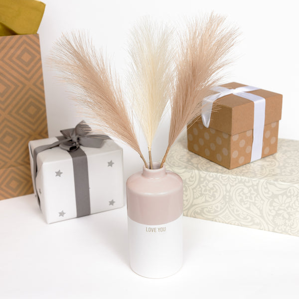 Pavilion Gift Company Love You 6" Vase With Pampas Grass