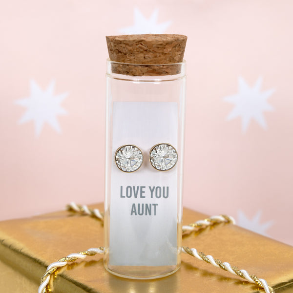 Pavilion Gift Company Love You Aunt 14K Gold Plated Earring In A Bottle