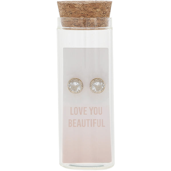 pavilion gift company Love You Beautiful 14K Gold Plated Earring in a Bottle