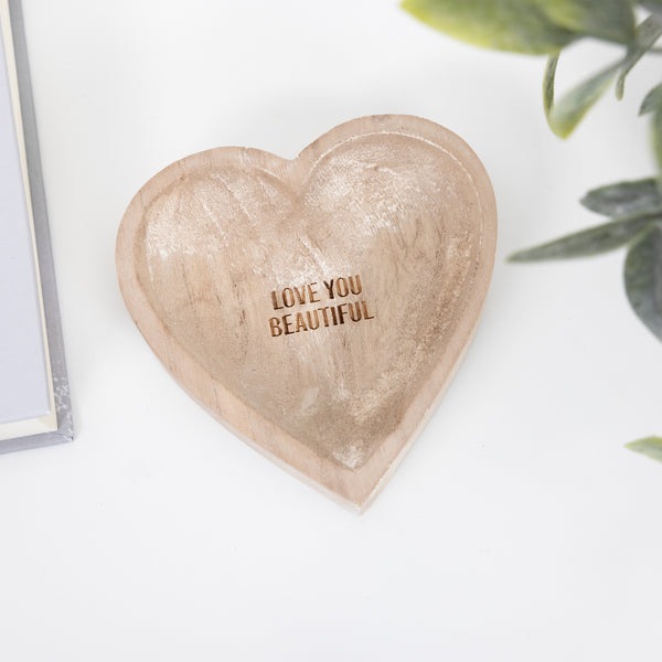 Pavilion Gift Company Love You Beautiful 4" Wood Keepsake Dish