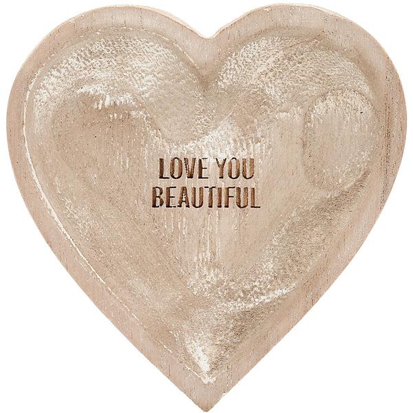 pavilion gift company Love You Beautiful 4" Wood Keepsake Dish