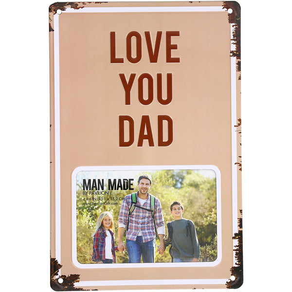 pavilion gift company Love You Dad 8" x 11.75" Tin Frame (Holds 6" x 4" Photo)
