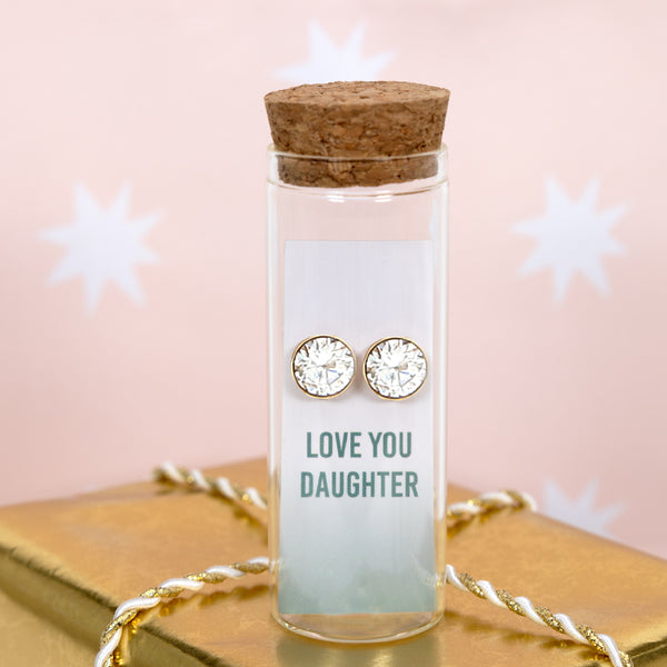 Pavilion Gift Company Love You Daughter 14K Gold Plated Earring In A Bottle