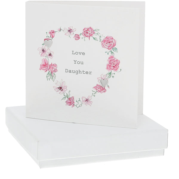 pavilion gift company Love You Daughter 7mm Sterling Silver Heart Stud Earrings