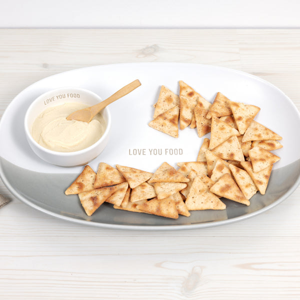 Pavilion Gift Company Love You Food 4.5" Ceramic Bowl With Bamboo Spoon