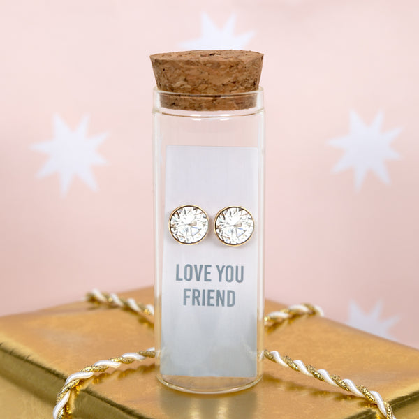 Pavilion Gift Company Love You Friend 14K Gold Plated Earring In A Bottle