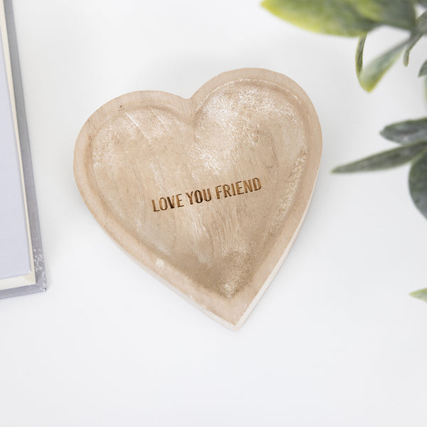 Pavilion Gift Company Love You Friend 4" Wood Keepsake Dish