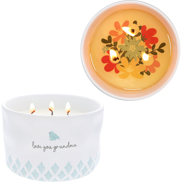 pavilion gift company Love You Grandma 12 oz - 100% Soy Wax Reveal Triple Wick Candle Scent: Tranquility