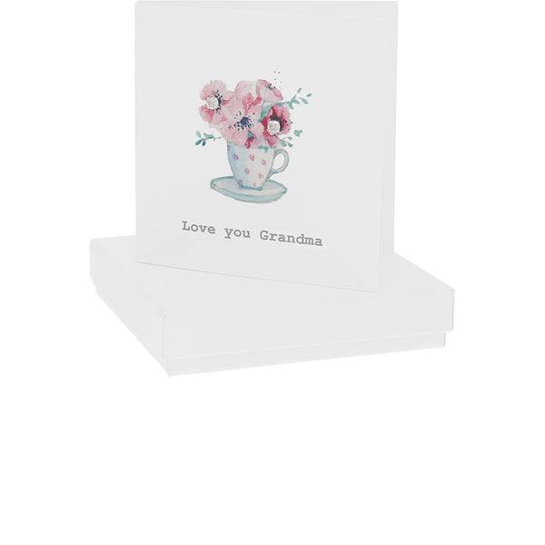 pavilion gift company Love You Grandma 4mm Sterling Silver Cubic Zirconia Stud Earrings