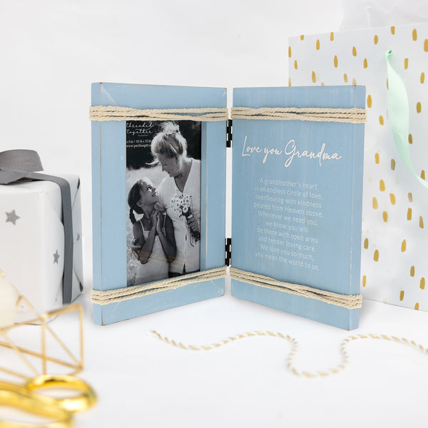 Pavilion Gift Company Love You Grandma 5.5" X 7.5" Hinged Sentiment Frame (Holds 4" X 6" Photo)