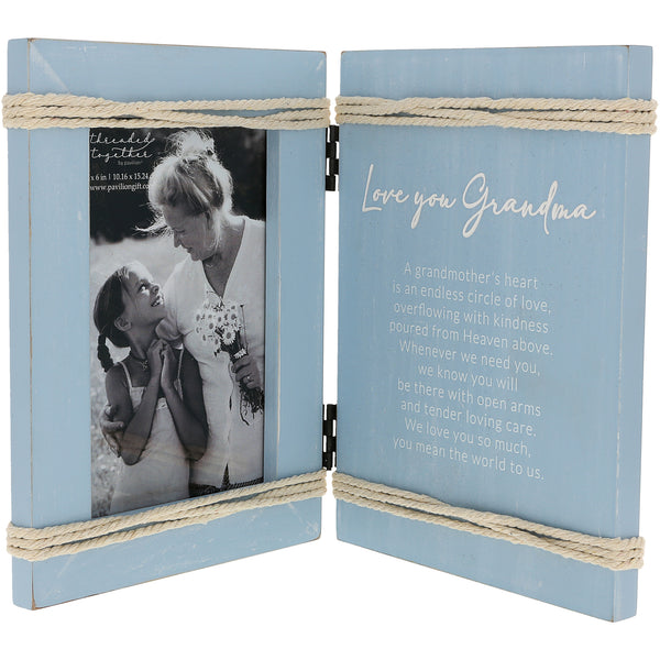 pavilion gift company Love You Grandma 5.5" x 7.5" Hinged Sentiment Frame (Holds 4" x 6" Photo)
