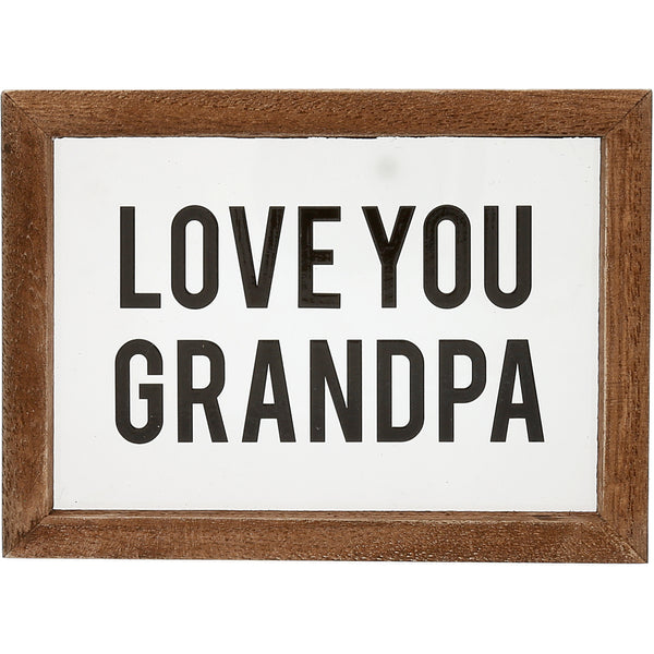 pavilion gift company Love You Grandpa 5.5" x 4" Wood Framed Glass Plaques