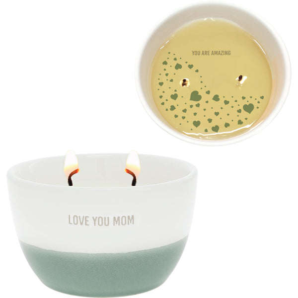 pavilion gift company Love You Mom 11 oz - 100% Soy Wax Reveal Double Wick Candle Scent: Tranquility