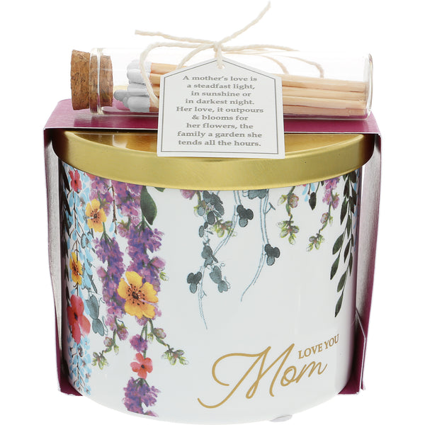 pavilion gift company Love You Mom 14 oz - 100% Soy Wax Candle with Matches Scent: Vanilla