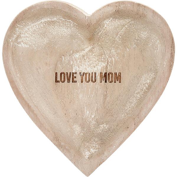 pavilion gift company Love You Mom 4" Wood Keepsake Dish