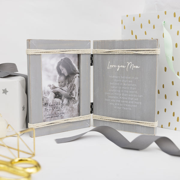 Pavilion Gift Company Love You Mom 5.5" X 7.5" Hinged Sentiment Frame (Holds 4" X 6" Photo)