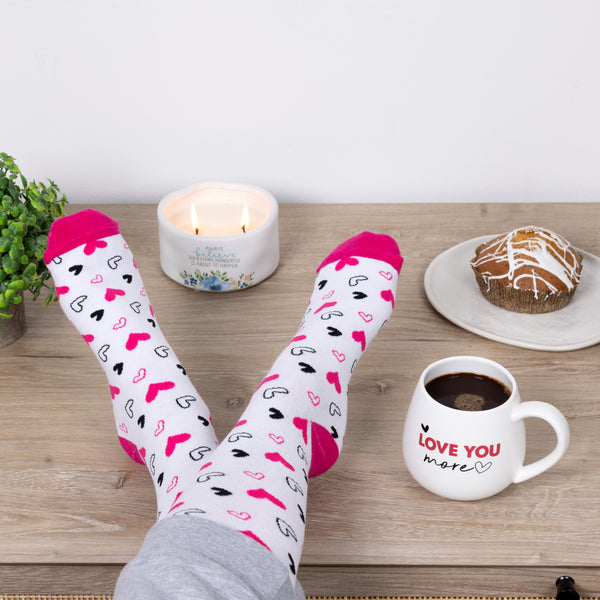 Pavilion Gift Company Love You More 15.5 Oz Mug And Sock Set