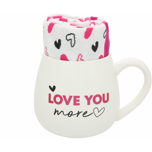 pavilion gift company Love You More 15.5 oz Mug and Sock Set