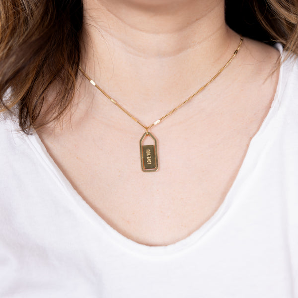 Pavilion Gift Company Love You Mother Of Pearl - 16.5"-18.5" 14K Gold Plated Necklace