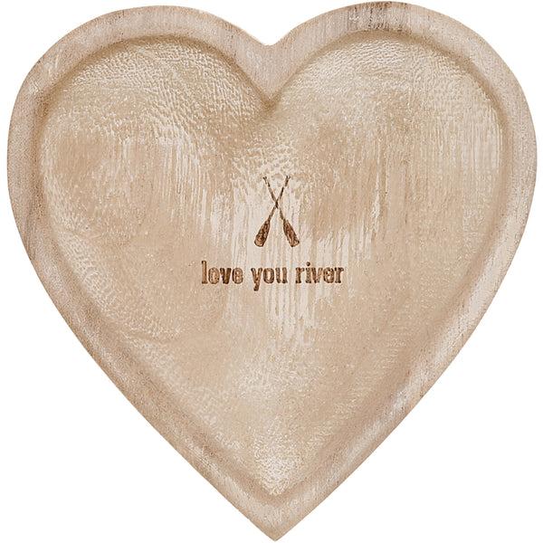 pavilion gift company Love You River 4" Wood Keepsake Dish
