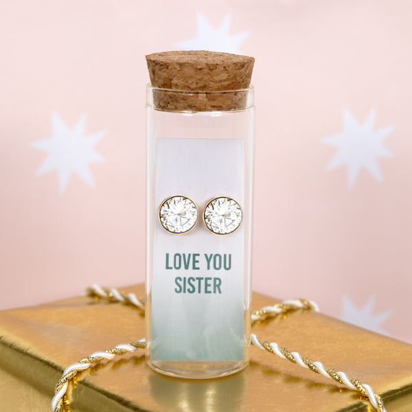 Pavilion Gift Company Love You Sister 14K Gold Plated Earring In A Bottle