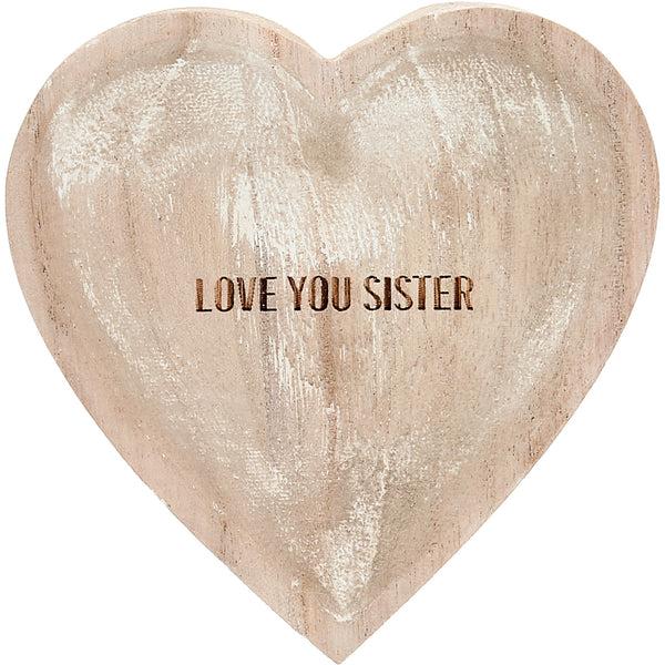 pavilion gift company Love You Sister 4" Wood Keepsake Dish