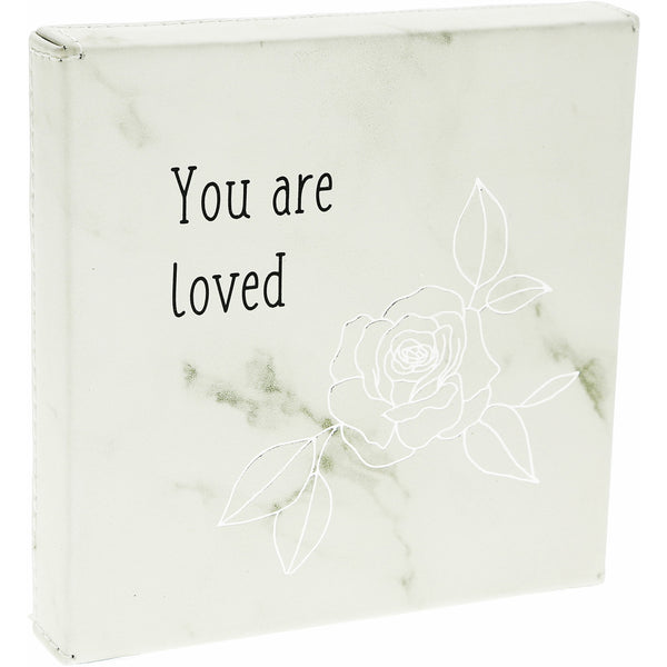 pavilion gift company Loved 4.5" Faux Leather Plaque