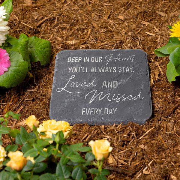 Pavilion Gift Company Loved & Missed 7.75" X 7.75" Garden Stone