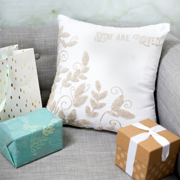 Pavilion Gift Company Loved Vines - 16" Punch Needle Embroidered Pillow