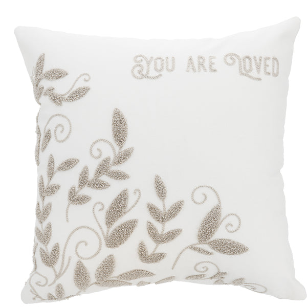 pavilion gift company Loved Vines - 16" Punch Needle Embroidered Pillow