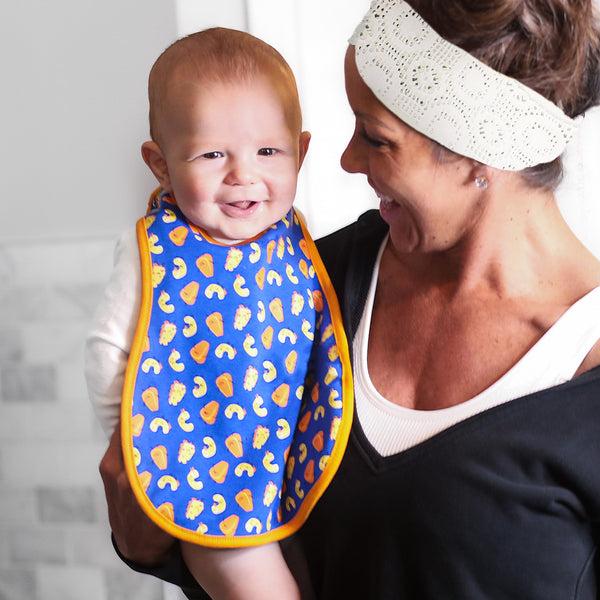 Pavilion Gift Company Mac N' Cheese Blue Reversible Bib (6M - 3 Years)