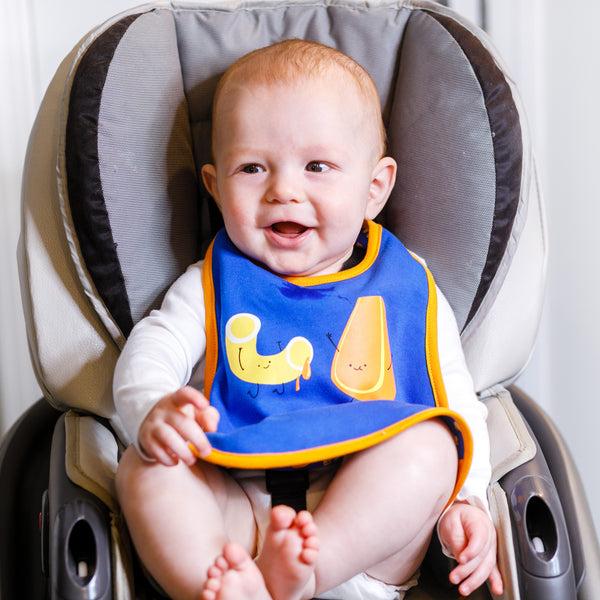 Pavilion Gift Company Mac N' Cheese Blue Reversible Bib (6M - 3 Years)