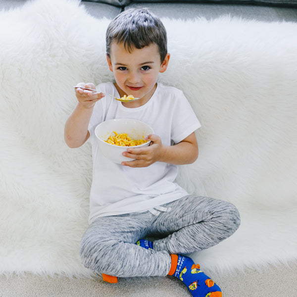 Pavilion Gift Company Mac N' Cheese S/M Youth Cotton Blend Crew Socks