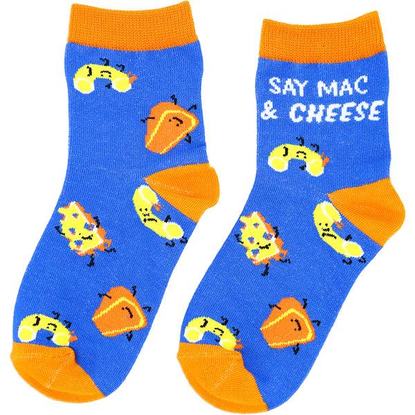 pavilion gift company Mac n' Cheese S/M Youth Cotton Blend Crew Socks