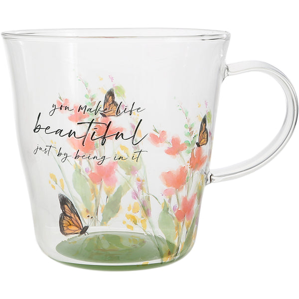 pavilion gift company Make Life Beautiful 13.5 oz Glass Cup