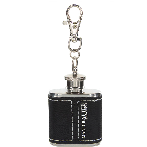 Pavilion Gift Company Man Fuel PU Leather & Stainless Steel 1 Oz Mini Flask