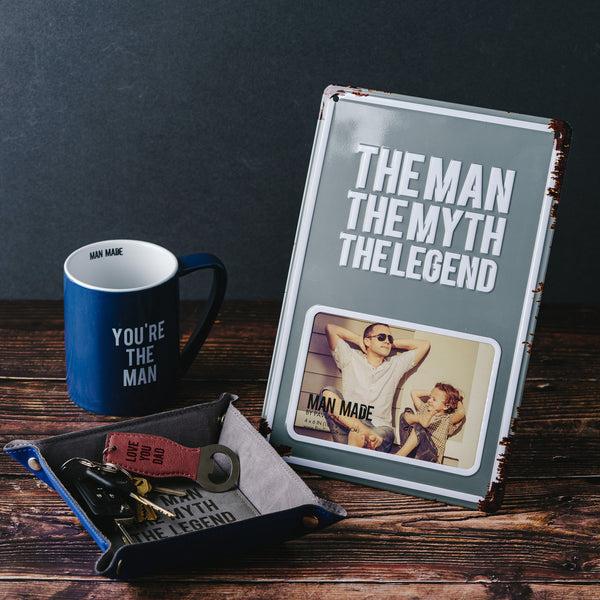 Pavilion Gift Company Man Myth Legend 8" X 11.75" Tin Frame (Holds 6" X 4" Photo)
