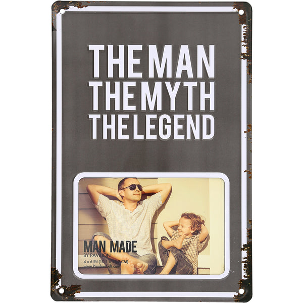 pavilion gift company Man Myth Legend 8" x 11.75" Tin Frame (Holds 6" x 4" Photo)