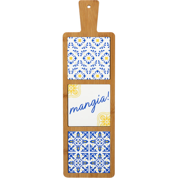pavilion gift company Mangia 16.5" Bamboo & Ceramic Tile Trivet