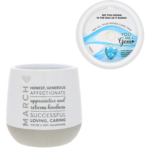 pavilion gift company March 11 oz - 100% Soy Wax Reveal Candle with Birthstone Scent: Tranquility