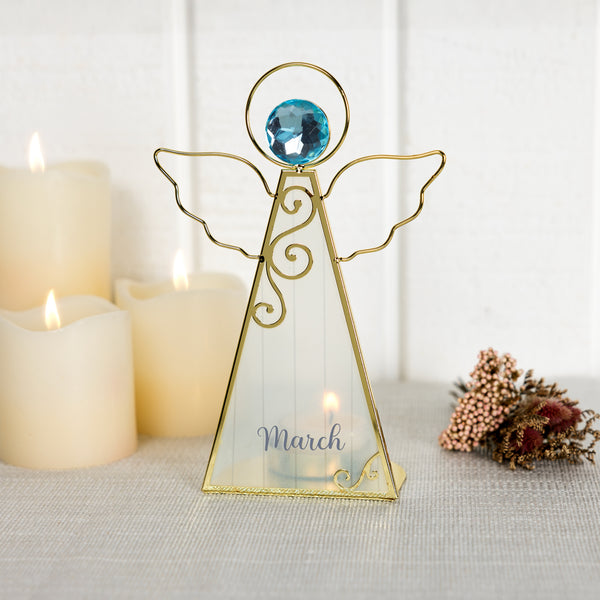 Pavilion Gift Company March 6.5" Monthly Angel Tea Light Holder