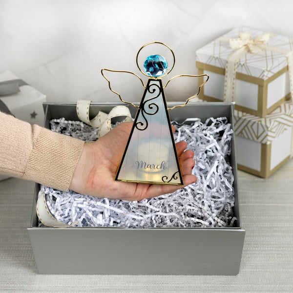 Pavilion Gift Company March 6.5" Monthly Angel Tea Light Holder
