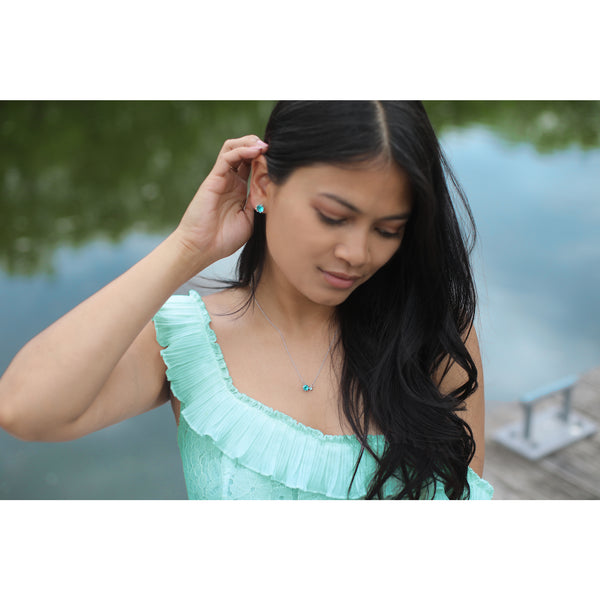 Pavilion Gift Company March Aquamarine 16.5"-18.5" Birthstone Jewelry Gift Set