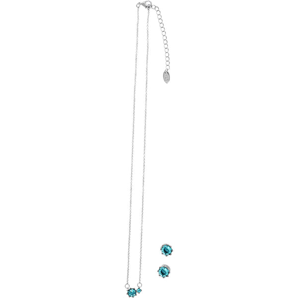 Pavilion Gift Company March Aquamarine 16.5"-18.5" Birthstone Jewelry Gift Set
