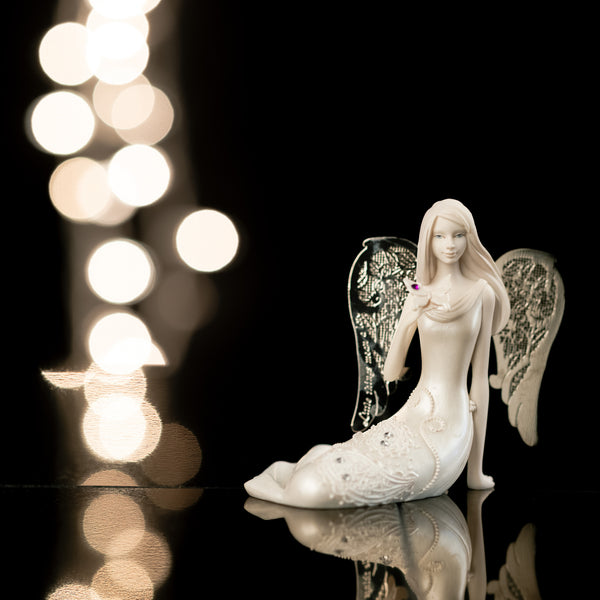 Pavilion Gift Company March Birthstone Angel 3.5" March Angel With Aquamarine Butterfly