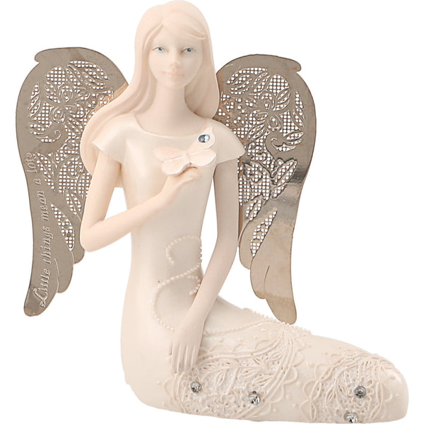 pavilion gift company March Birthstone Angel 3.5" March Angel with Aquamarine Butterfly