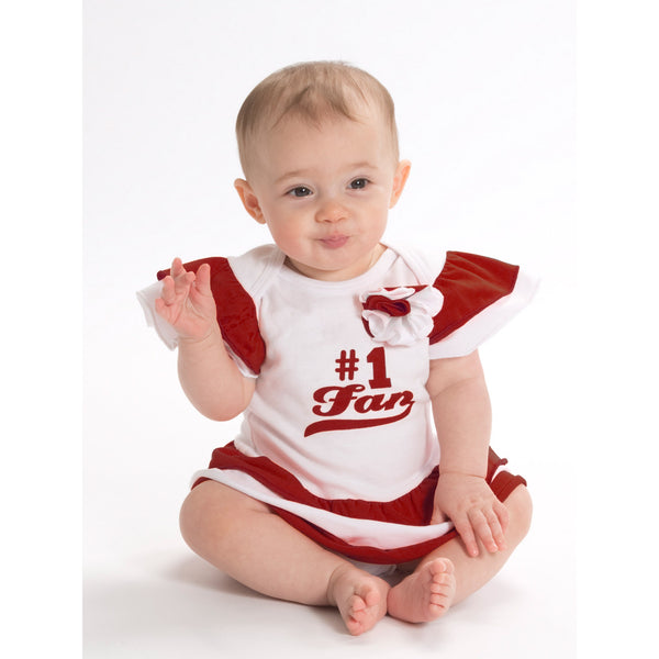 Pavilion Gift Company Maroon & White #1 Fan Onesie Dress 0-6 Months